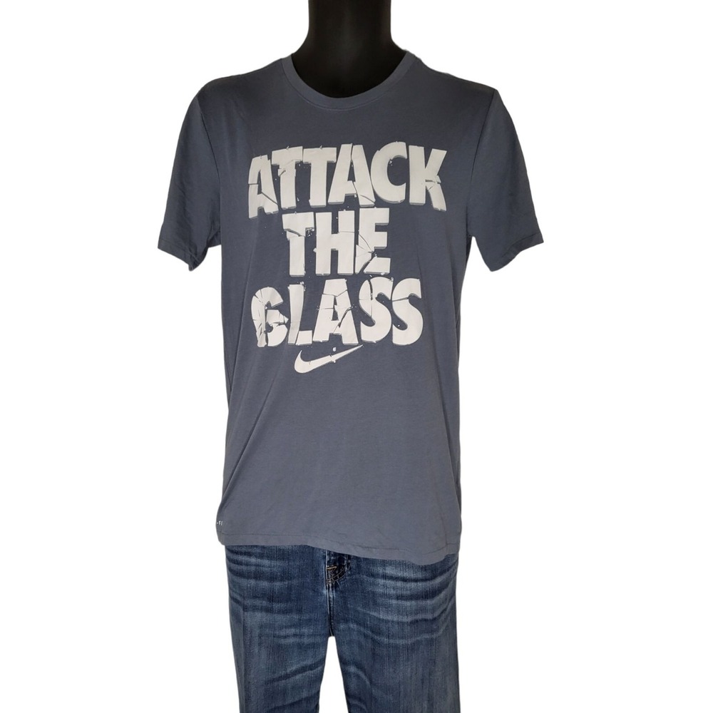 Nike Attack The Glass Basketball T Shirt Men S Gray White Swoosh Graphic Tee
